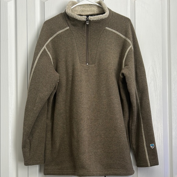 Men's Brown Sweater with Quarter-Zip - Picture 1 of 3